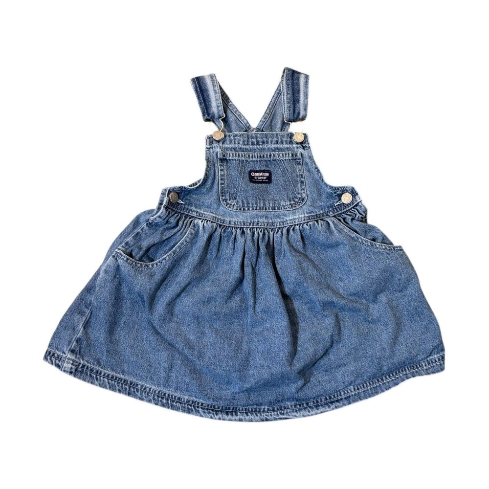 Vintage 90’s OshKosh B’Gosh Blue Denim Overall Jumper Dress Girls 5